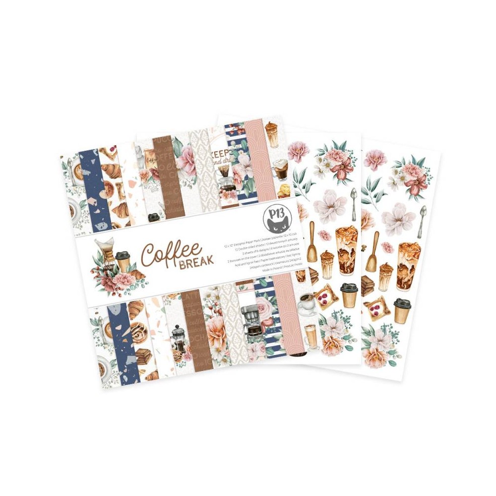 Set of scrapbooking papers 30,5 x 30,5 cm - Piątek Trzynastego - Coffee Break