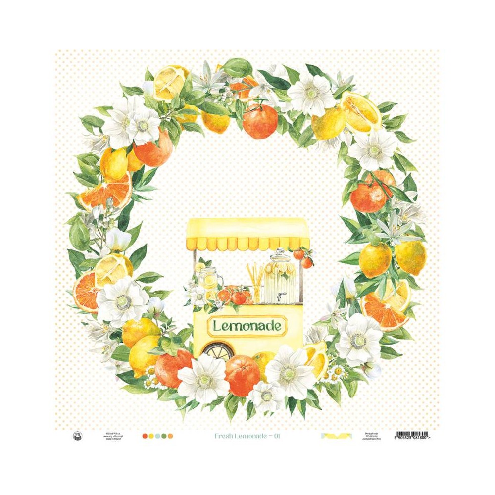 Scrapbooking paper 30,5 x 30,5 cm - Piątek Trzynastego - Fresh Lemonade 01