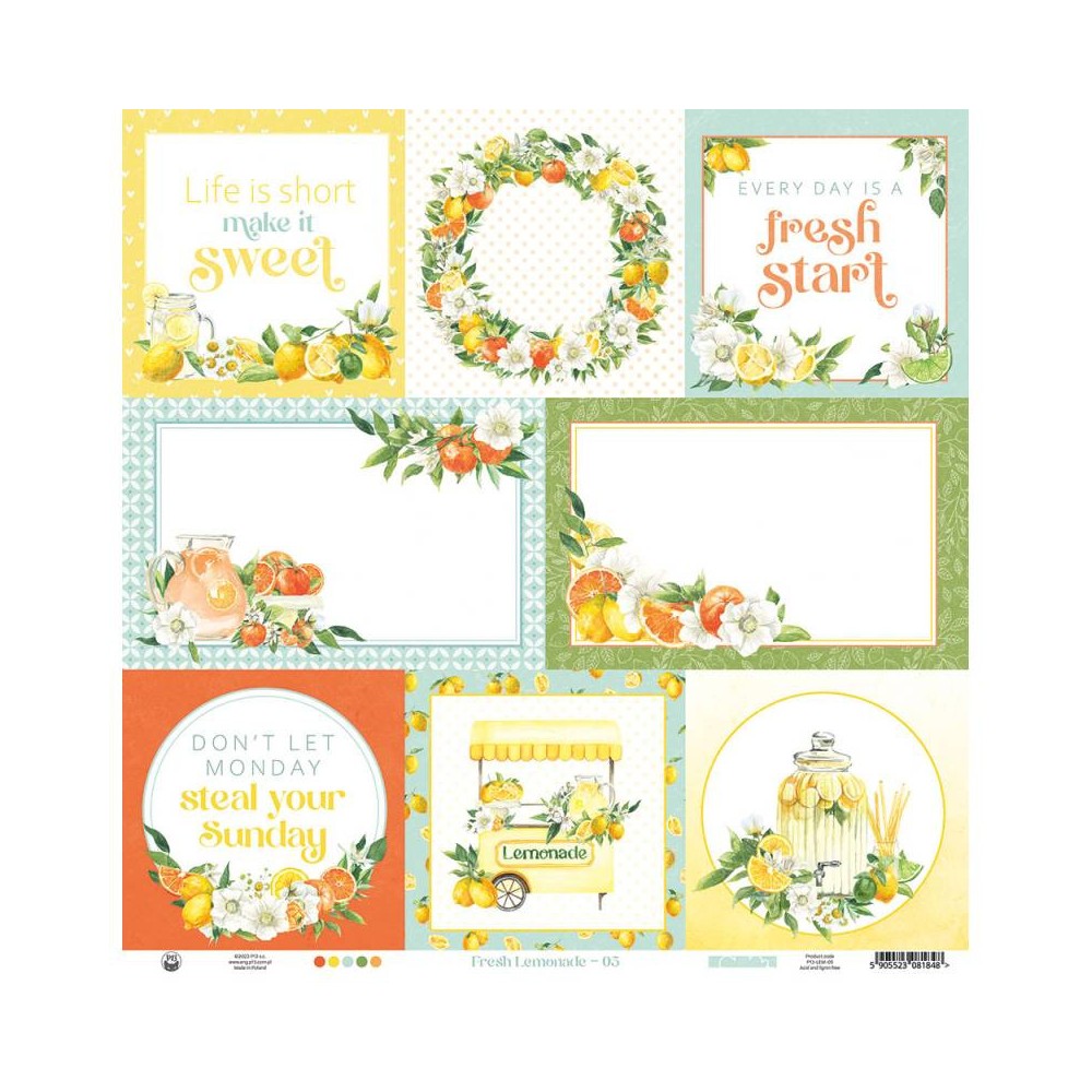 Scrapbooking paper 30,5 x 30,5 cm - Piątek Trzynastego - Fresh Lemonade 05
