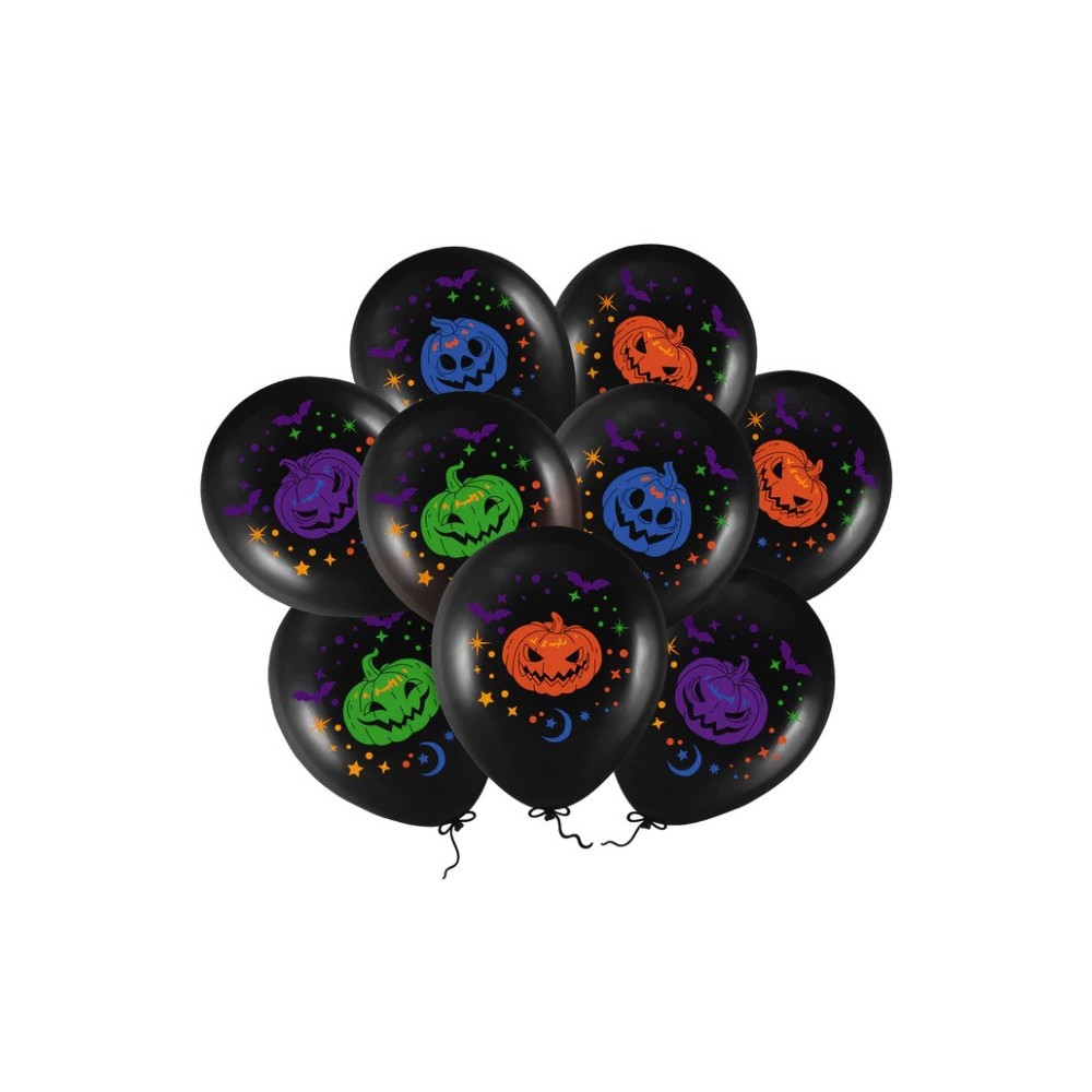 Latex Pumpkin Halloween balloons - black, 30 cm, 9 pcs.