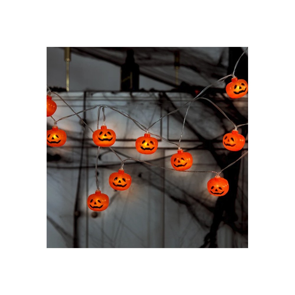 Lampki dekoracyjne na Halloween Dynie LED - pomarańczowe, 2 m