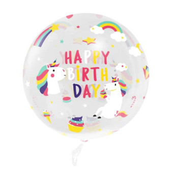 Balon lateksowy Jednorożec - przezroczysty, 45 cm