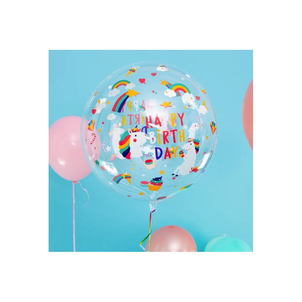 Balon lateksowy Jednorożec - przezroczysty, 45 cm