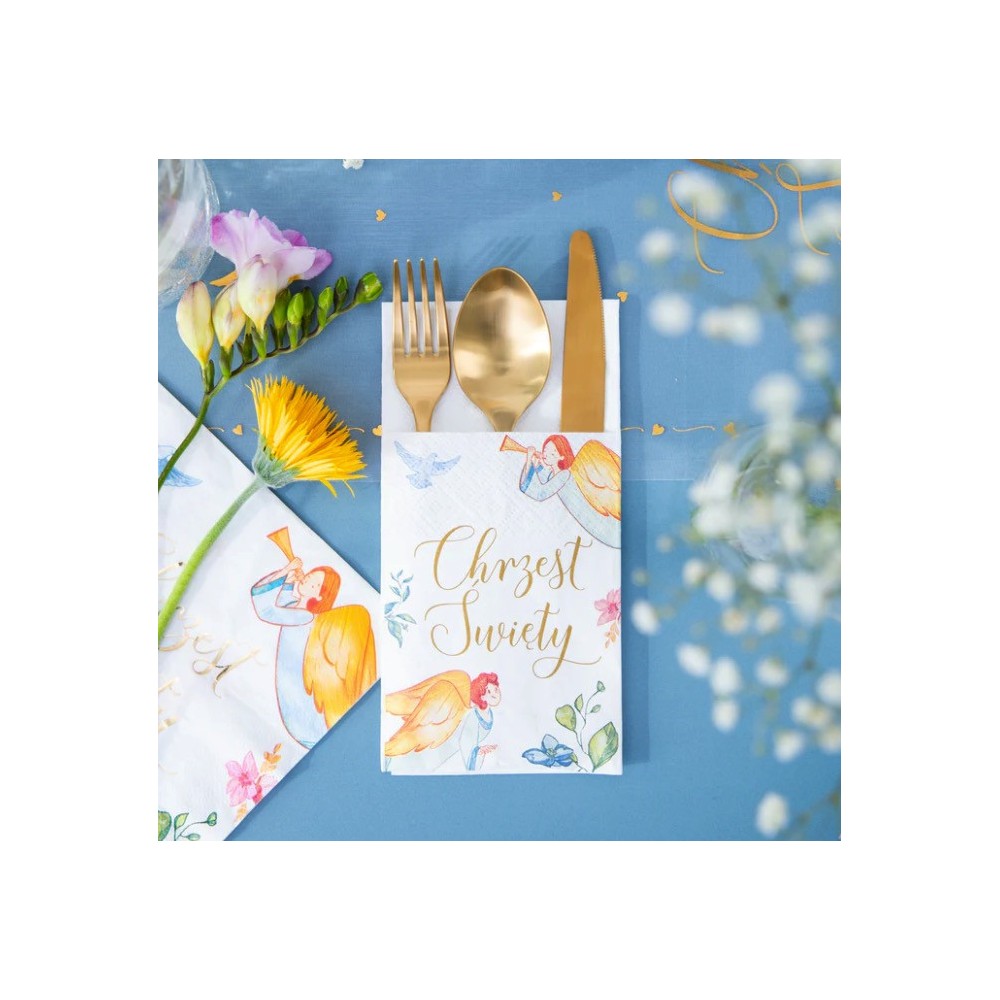 Cutlery pockets Baptism, Angels - 16 pcs.