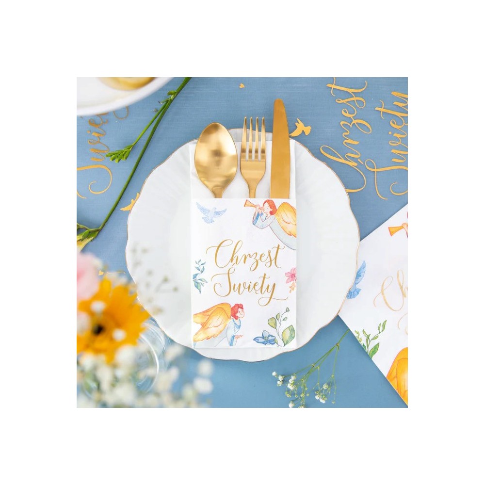Cutlery pockets Baptism, Angels - 16 pcs.