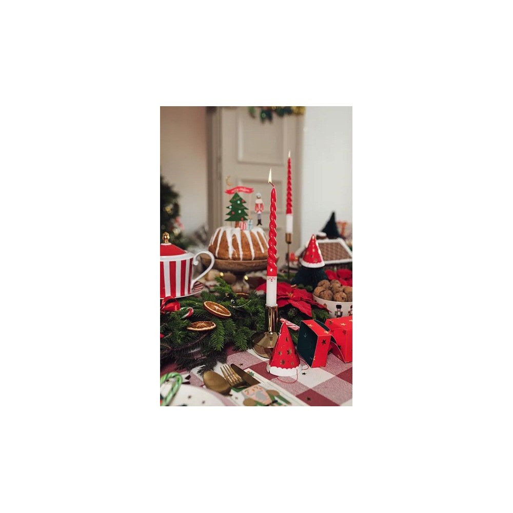 Santa Claus candles - red, 25 cm, 2 pcs.