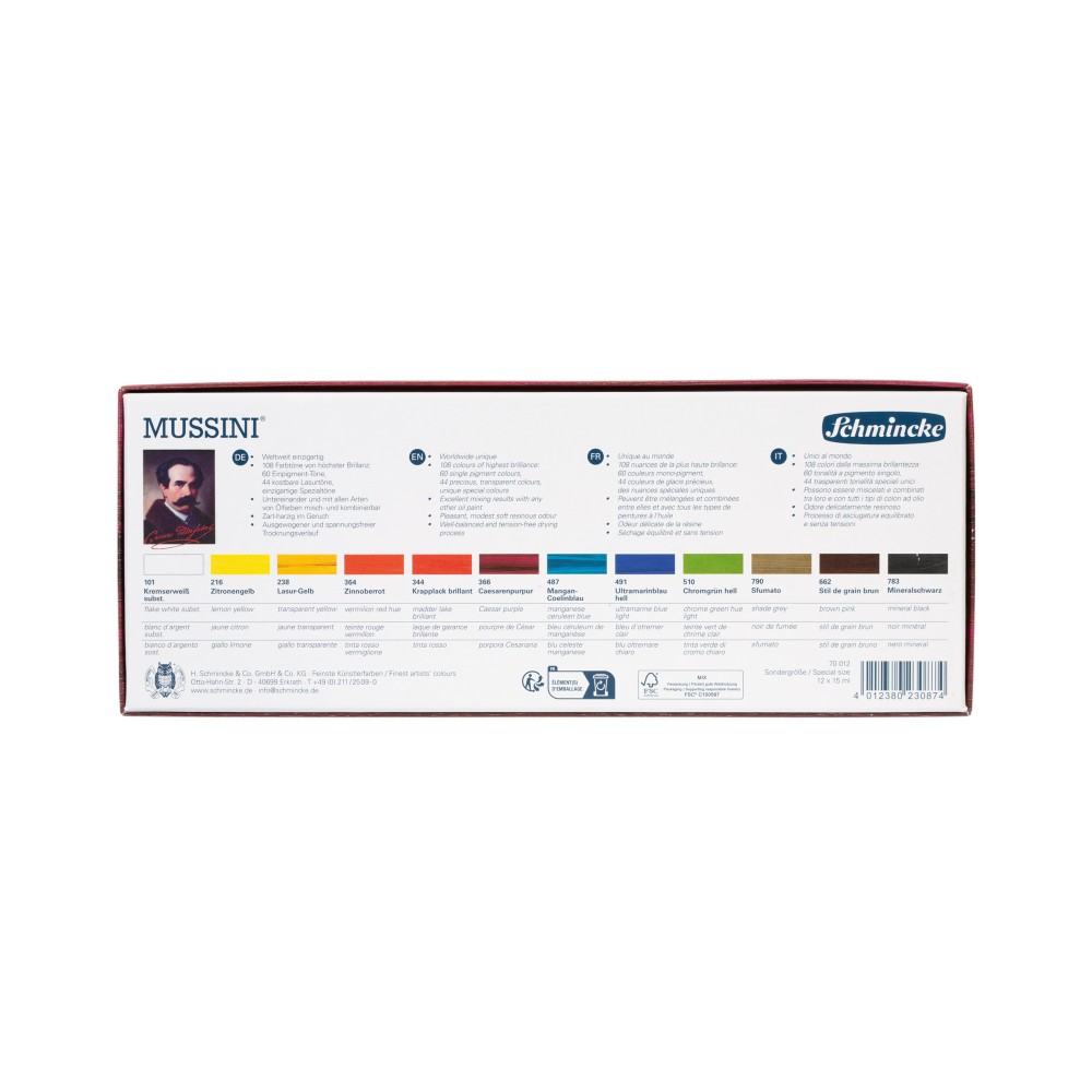 Set of Mussini resin-oil paints - Schmincke - 12 colors x 15 ml