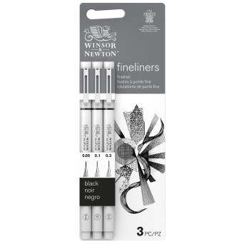 Set of fineliners - Winsor & Newton - Black, 3 pcs.