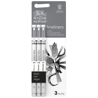 Zestaw cienkopisów kreślarskich - Winsor & Newton - Big, Black, 3 szt.
