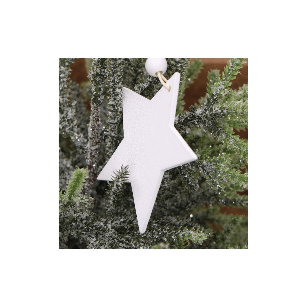 Wooden stars pendants - white, 7 cm, 3 pcs.