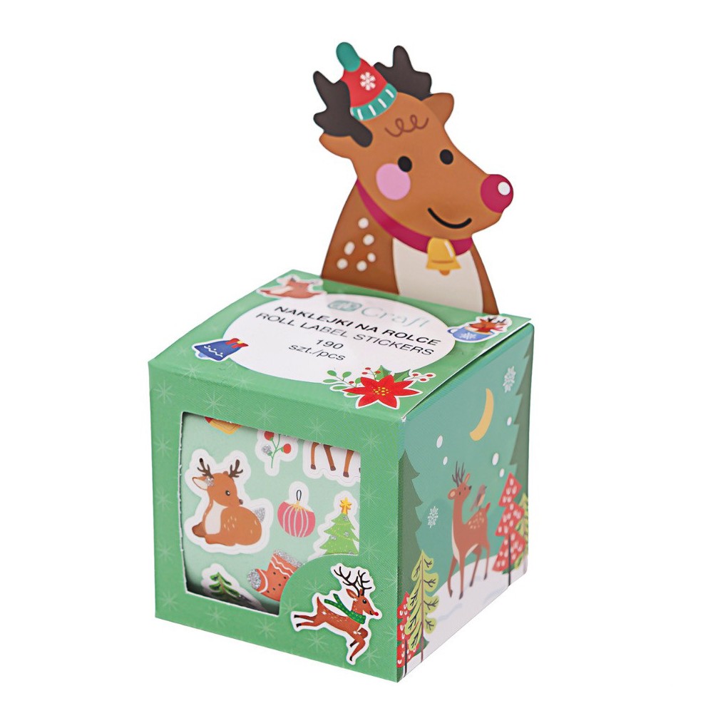 Roll label stickers, Reindeers - DpCraft - 190 pcs.