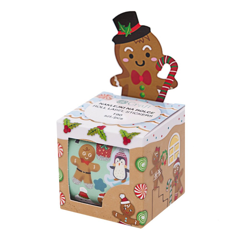 Roll label stickers, Gingerbread - DpCraft - 190 pcs.