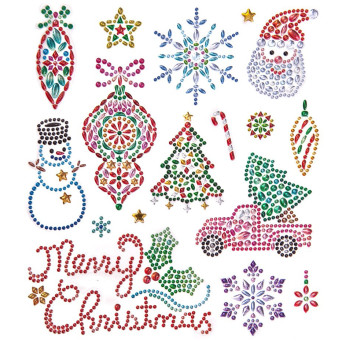Stickers with crystals Christmas - DpCraft - 17 pcs.