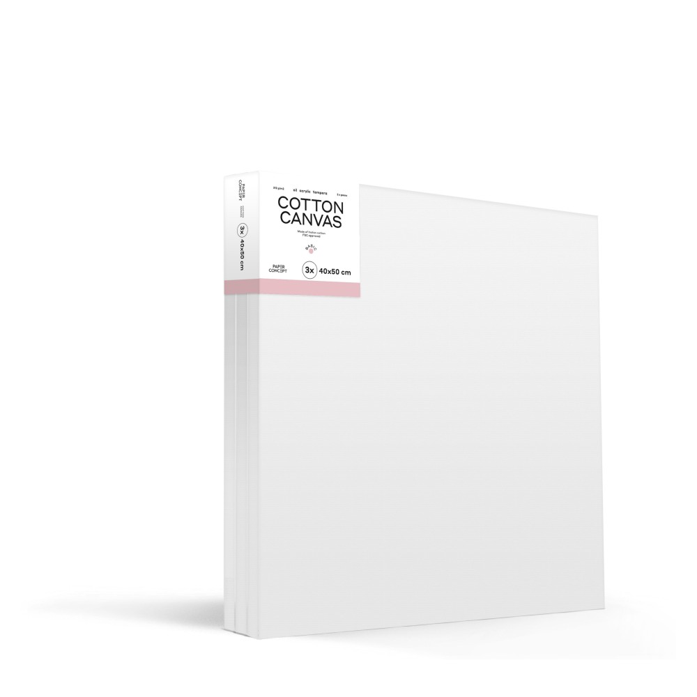 Cotton stretched canvas Basic - PaperConcept - 40 x 50 cm 3 pcs.