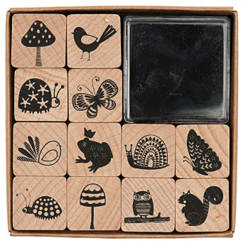 Wooden stamp set, In The Woods - Paper Poetry - 12 pcs.
