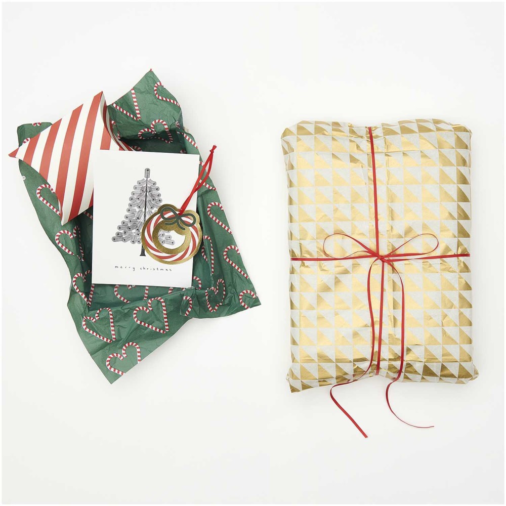 Bibuła do pakowania prezentów - Paper Poetry - Candy Cane Hearts, 5 szt.