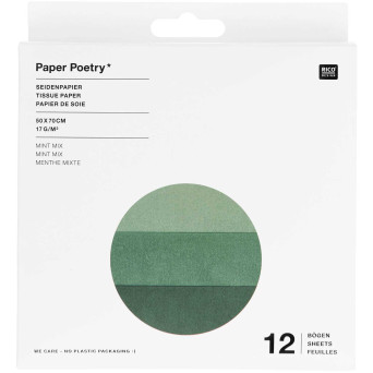 Gift wrapping tissue paper - Paper Poetry - mint, 12 pcs.