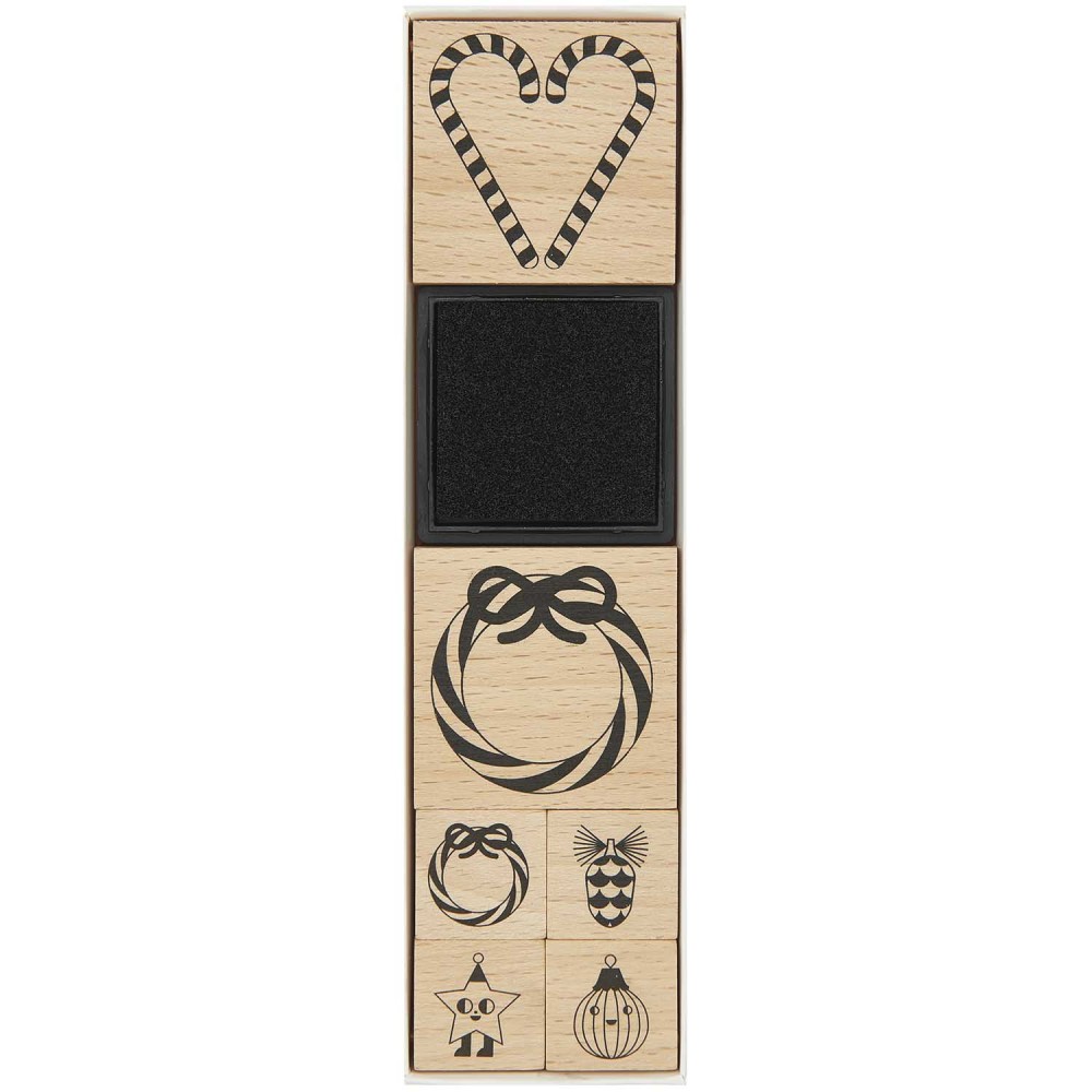 Wooden stamp set Christmas Rocks! - Paper Poetry - Candy Cane, 6 pcs.