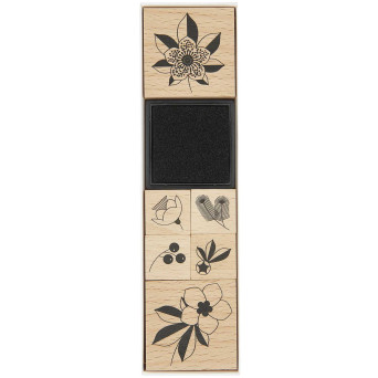 Zestaw drewnianych stempli Christmas Rocks! - Paper Poetry - Helleborus, 6 szt.