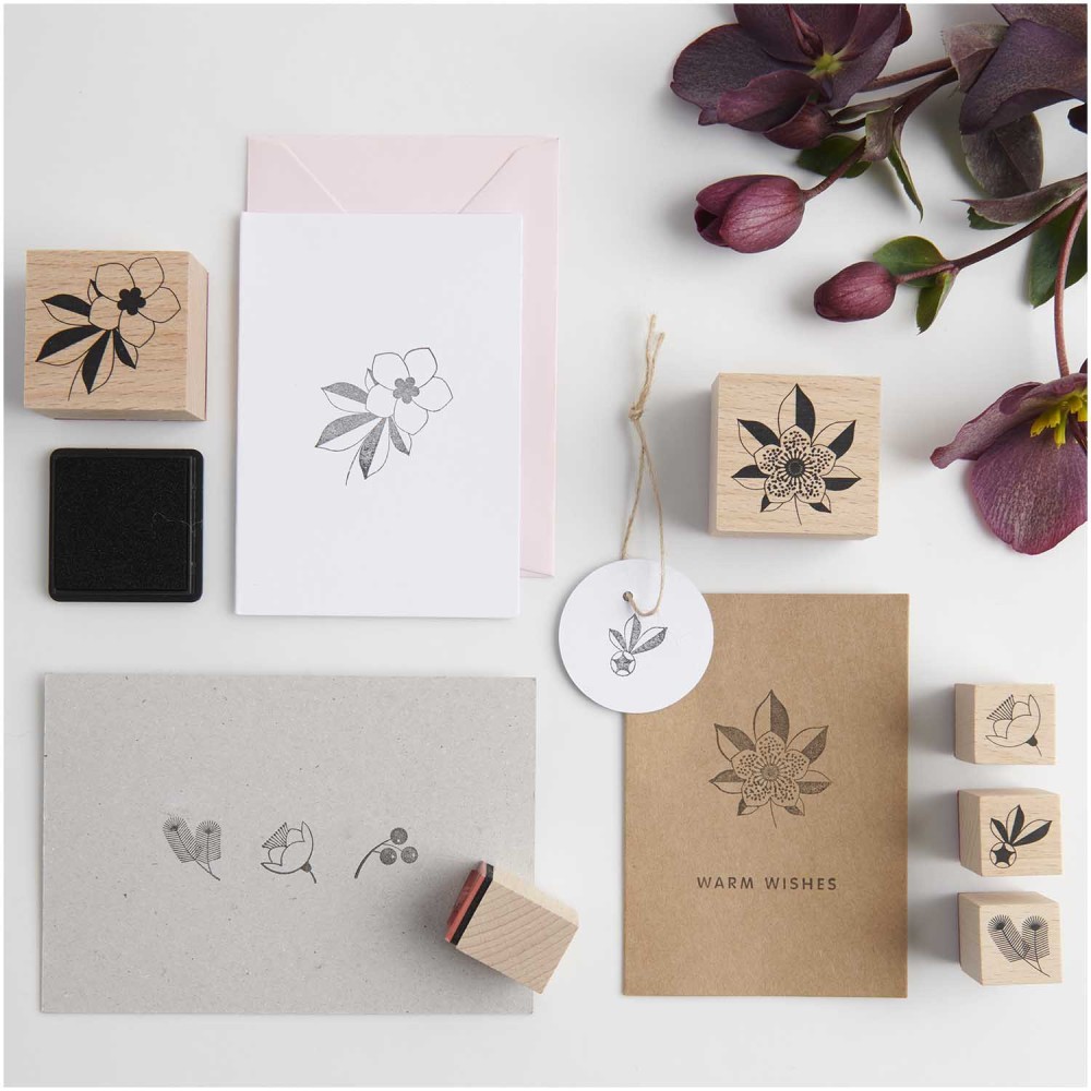 Wooden stamp set Christmas Rocks! - Paper Poetry - Helleborus, 6 pcs.