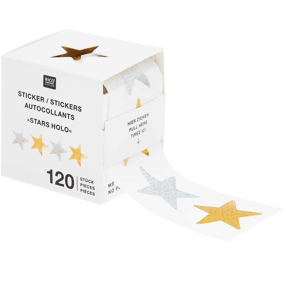 Naklejki, Christmas Rocks! Gwiazdki - Paper Poetry - złote i srebrne holo, 120 szt.
