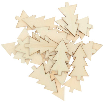 Wooden confetti Fir Tree - Rico Design - natural, 36 pcs.