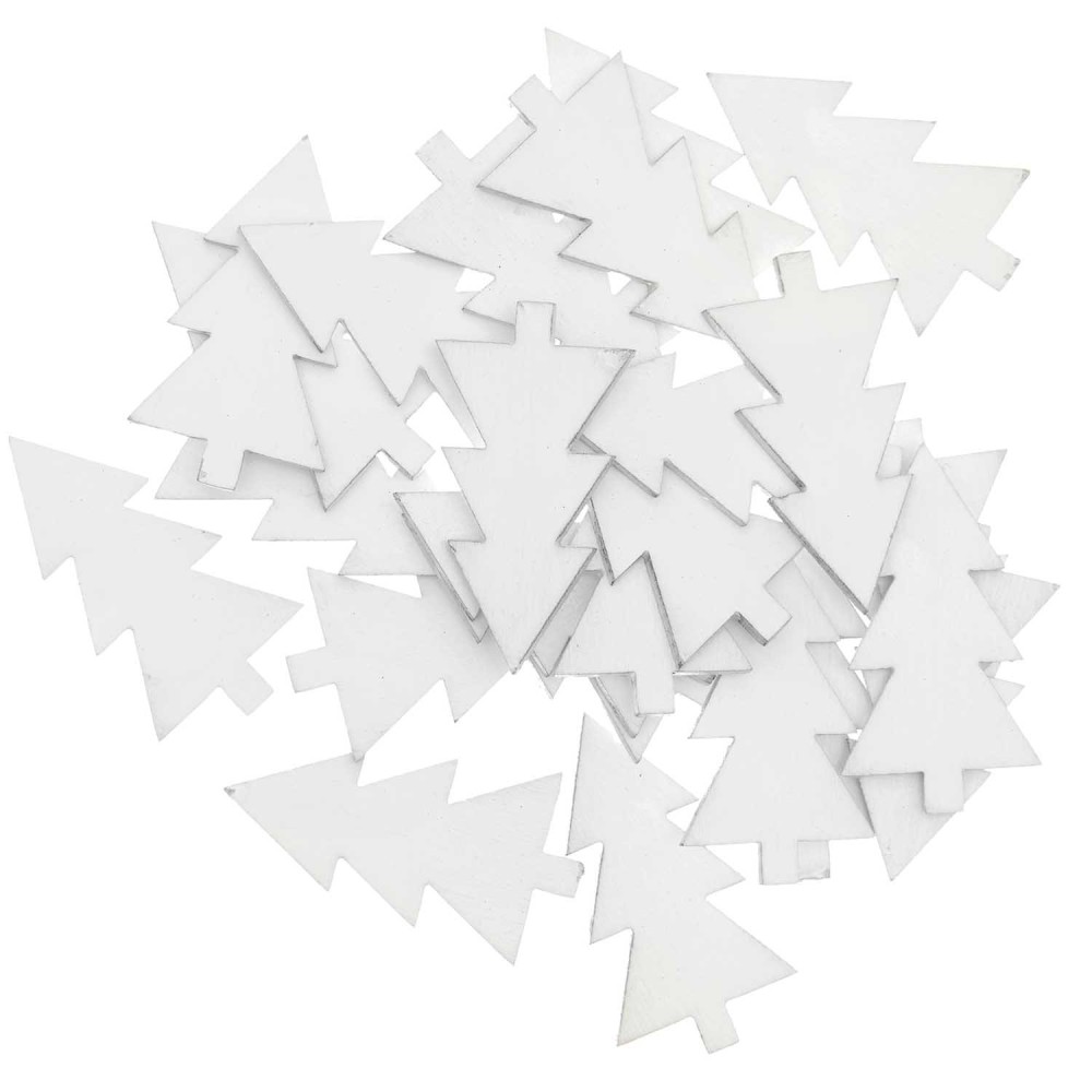 Wooden confetti Fir Tree - Rico Design - white, 36 pcs.