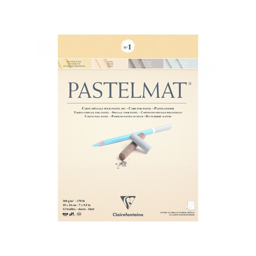 Pastelmat paper pad - Clairefontaine - no. 1, 18 x 24 cm, 360g, 12 sheets