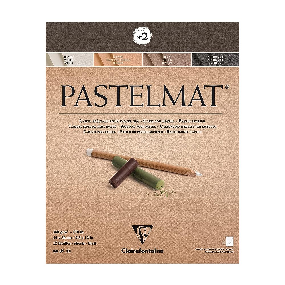 Papier do pasteli suchych Pastelmat - Clairefontaine - nr 2, 24 x 30 cm, 360g, 12 ark.