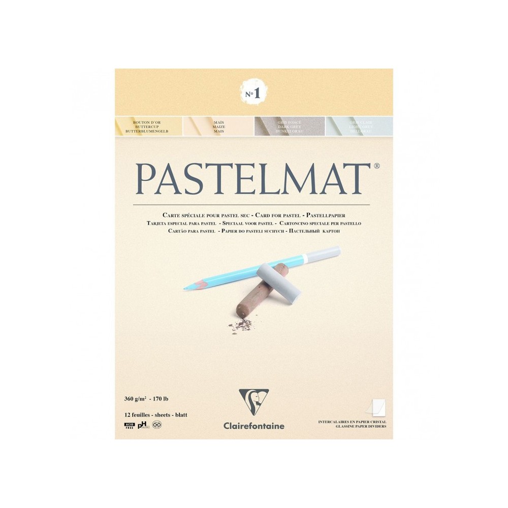 Pastelmat paper pad - Clairefontaine - no. 1, 24 x 30 cm, 360g, 12 sheets