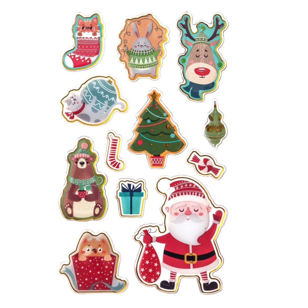 Epoxy 3D Stickers Christmas - DpCraft - 12 pcs.