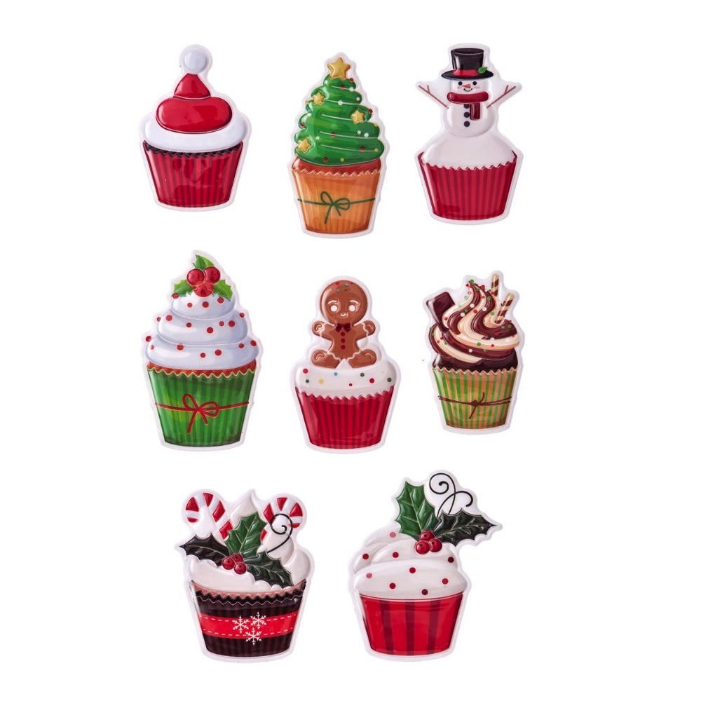Naklejki wypukłe puffy Świąteczne Muffinki - DpCraft - 8 szt.