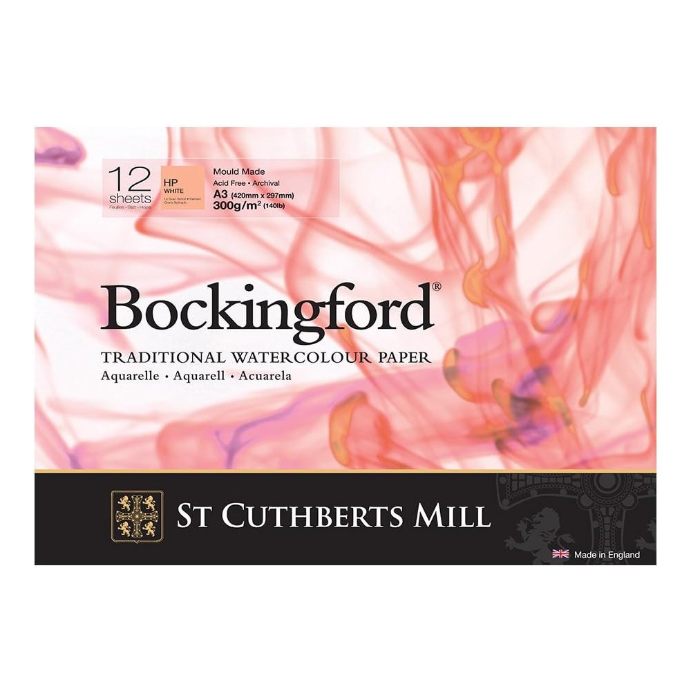 Blok do akwareli Bockingford - hot press, 29,7 x 42 cm, 300 g, 12 ark.