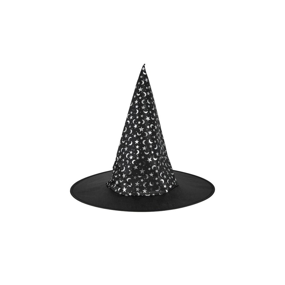 Witch hat with Stars and Moon print - black, 38 x 32 cm