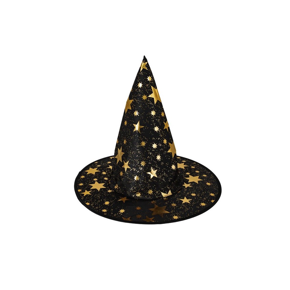 Witch hat with Stars print - black, 38 x 32 cm