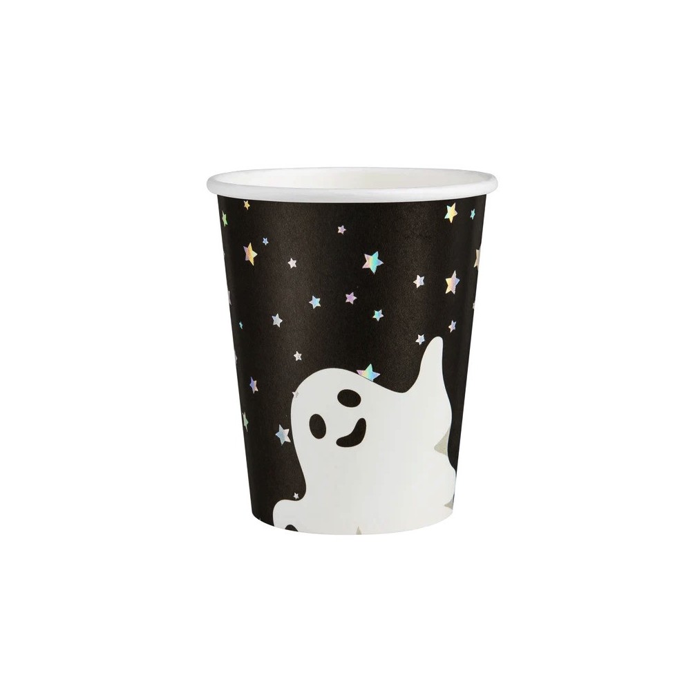 Kubeczki papierowe Halloween Duch - 9 cm, 220 ml, 6 szt.
