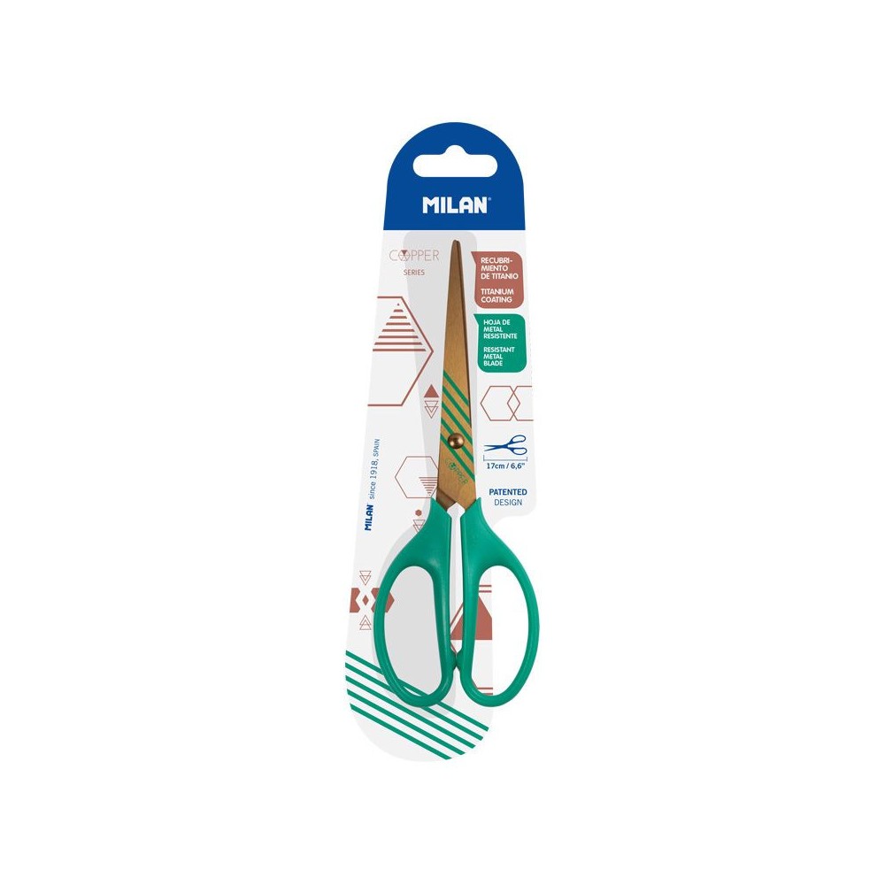 Ofiice Copper scissors - Milan - green, 17 cm