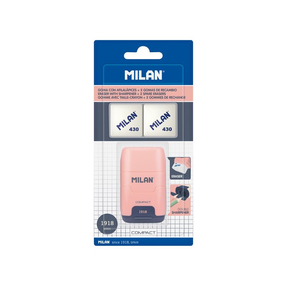 Eraser with sharpener Compact 1918 - Milan - pink