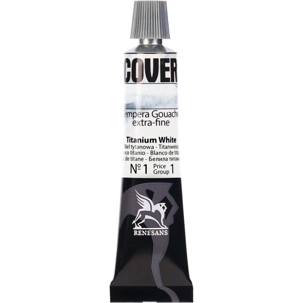 Farba Tempera Cover - Renesans - 01, biel tytanowa, 20 ml