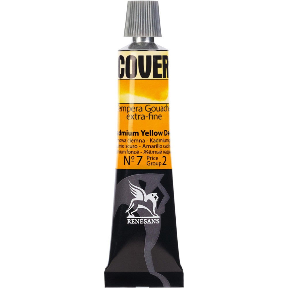 Tempera Gouache Cover - Renesans - 07, Cadmium Yellow Deep, 20 ml