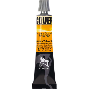 Tempera Gouache Cover - Renesans - 07, Cadmium Yellow Deep, 20 ml