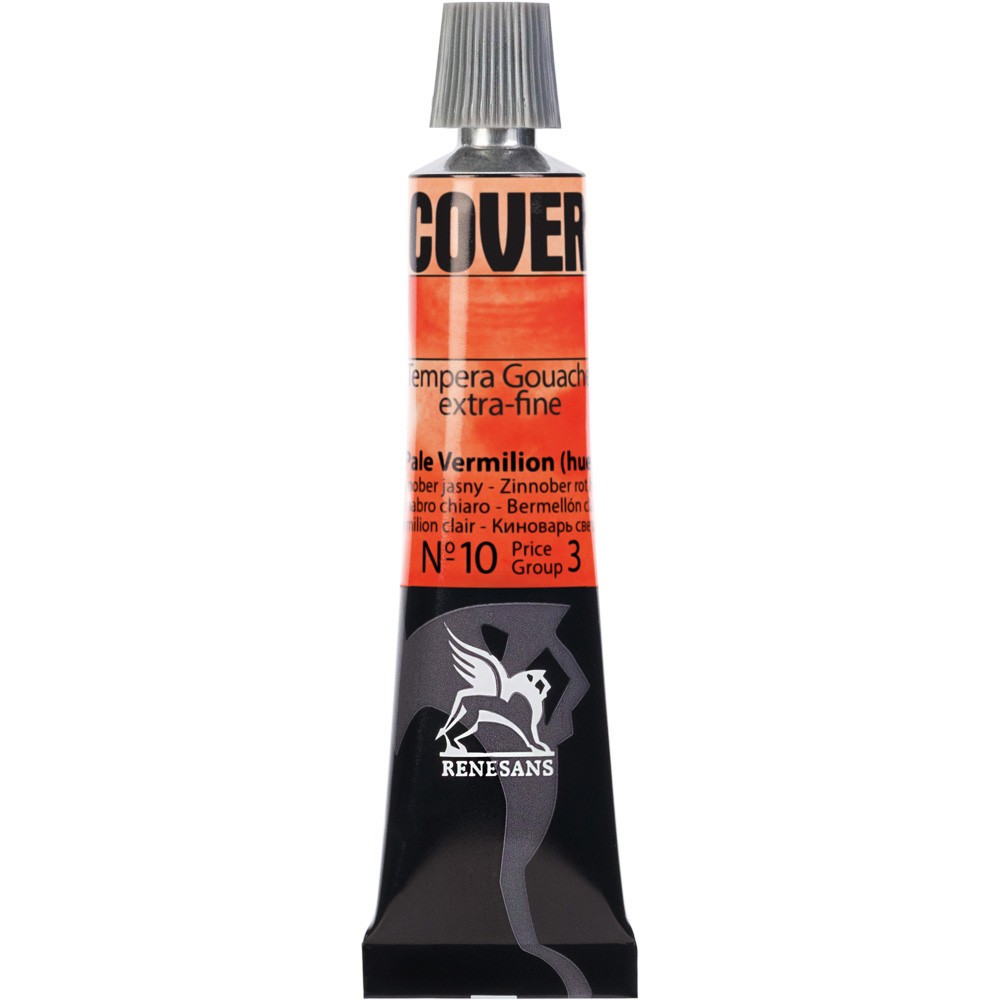 Farba Tempera Cover - Renesans - 10, cynober jasny, 20 ml