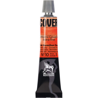Farba Tempera Cover - Renesans - 10, cynober jasny, 20 ml