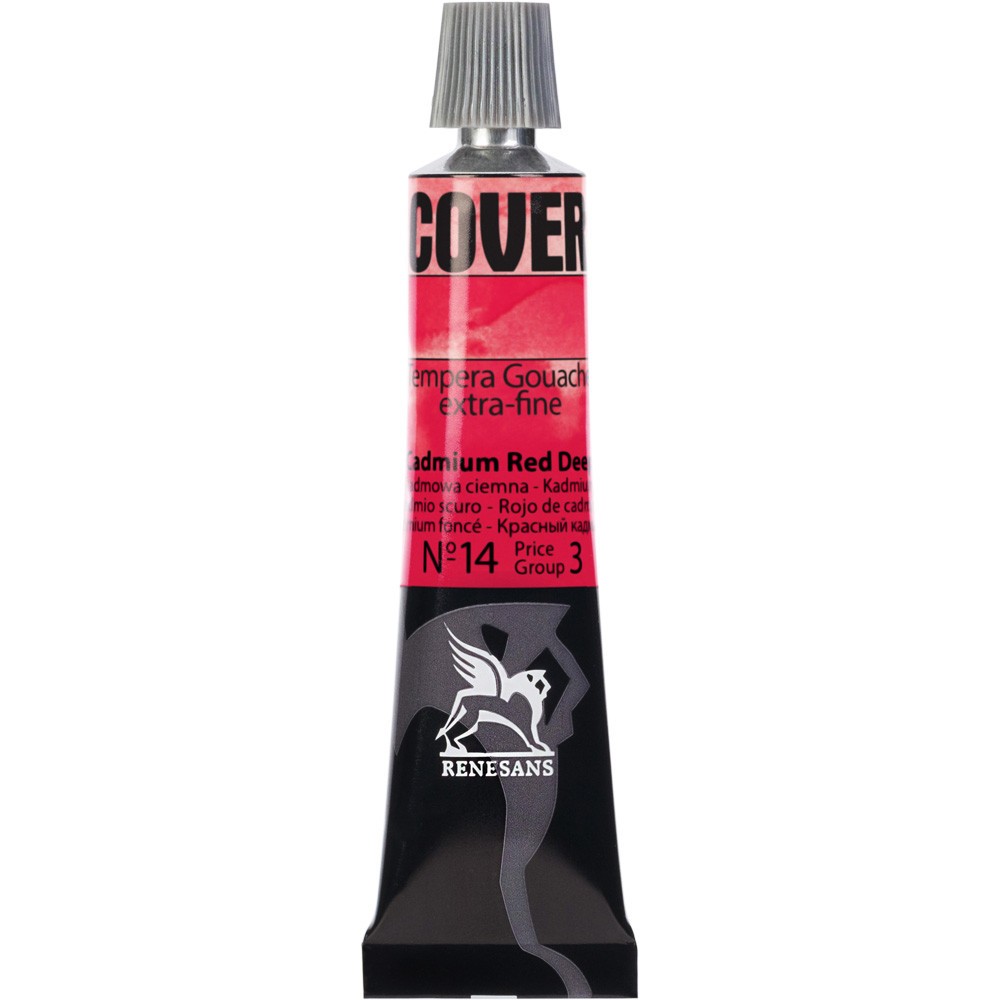 Farba Tempera Cover - Renesans - 14, czerwień kadmowa ciemna, 20 ml