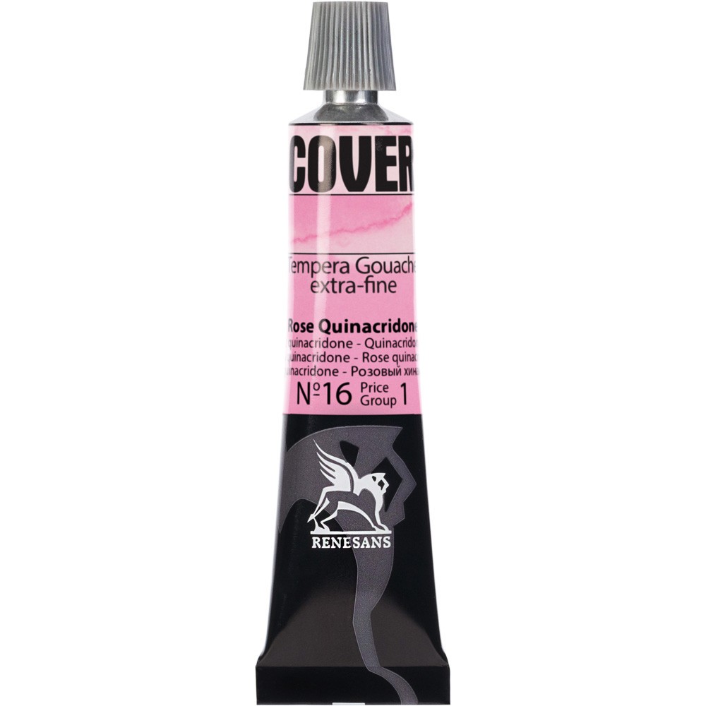 Tempera Gouache Cover - Renesans - 16, Rose Quinacridone, 20 ml