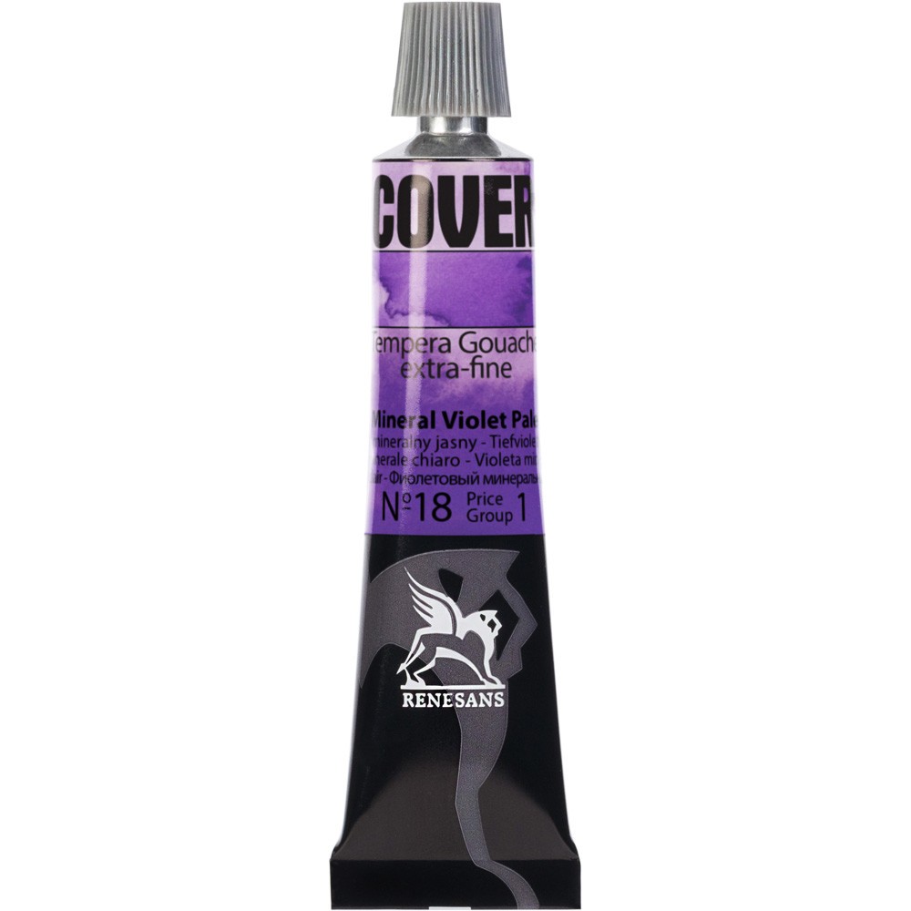 Tempera Gouache Cover - Renesans - 18, Mineral Violet Pale, 20 ml