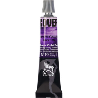 Tempera Gouache Cover - Renesans - 19, Mineral Violet Deep, 20 ml
