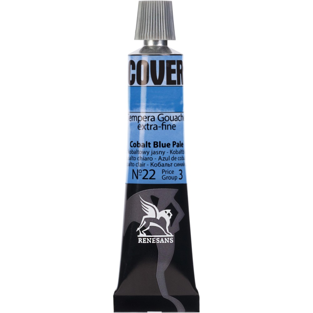Tempera Gouache Cover - Renesans - 22, Cobalt Blue Pale, 20 ml