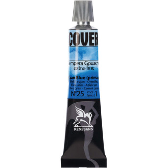 Farba Tempera Cover - Renesans - 25, błękit cyjan, 20 ml