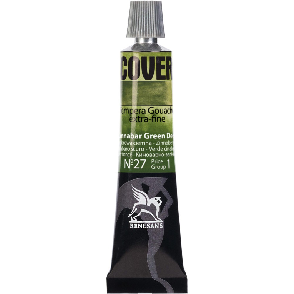 Farba Tempera Cover - Renesans - 27, zieleń cynobrowa ciemna, 20 ml